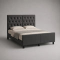 Lit double en tissu gris rembourré avec tête de lit capitonnée 160 x 200 cm