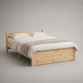 Lit double en pin massif naturel avec tête de lit 160 x 200 cm