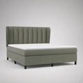 Lit double en tissu vert rembourré avec tête de lit capitonnée 160 x 200 cm