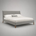 Lit double rembourré en tissu polyester gris avec tête de lit inclinée 160 x 200 cm