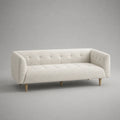 Canapé 3 places 220 x 85 x 85 cm en tissu polyester beige avec pieds en bois forme rectangulaire