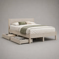 Lit double avec tiroirs de rangement en polyester beige 160 x 200 cm