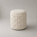 Tabouret rond 40 x 40 x 38 cm en tissu bouclé écru avec assise rembourrée